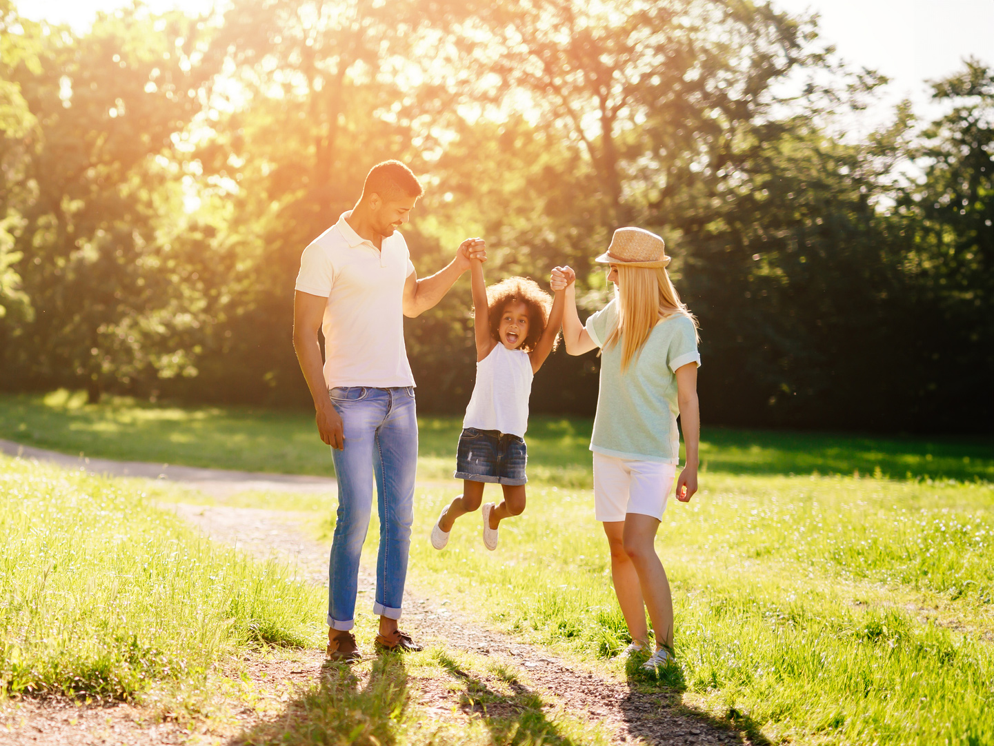 Family together on outside